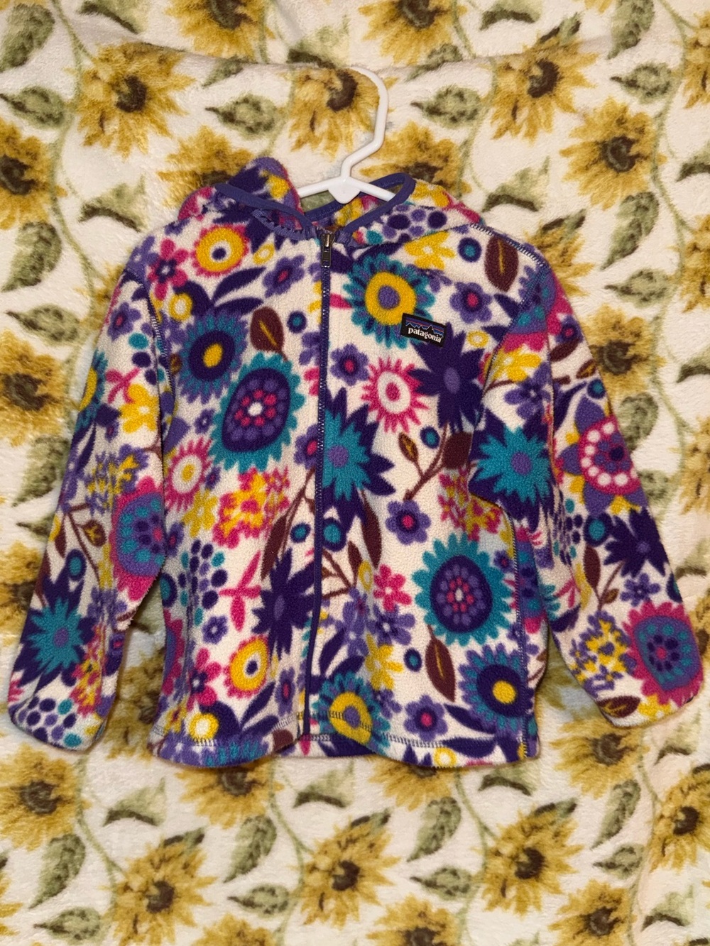 Patagonia kids size 4T floral purple fleece jacket